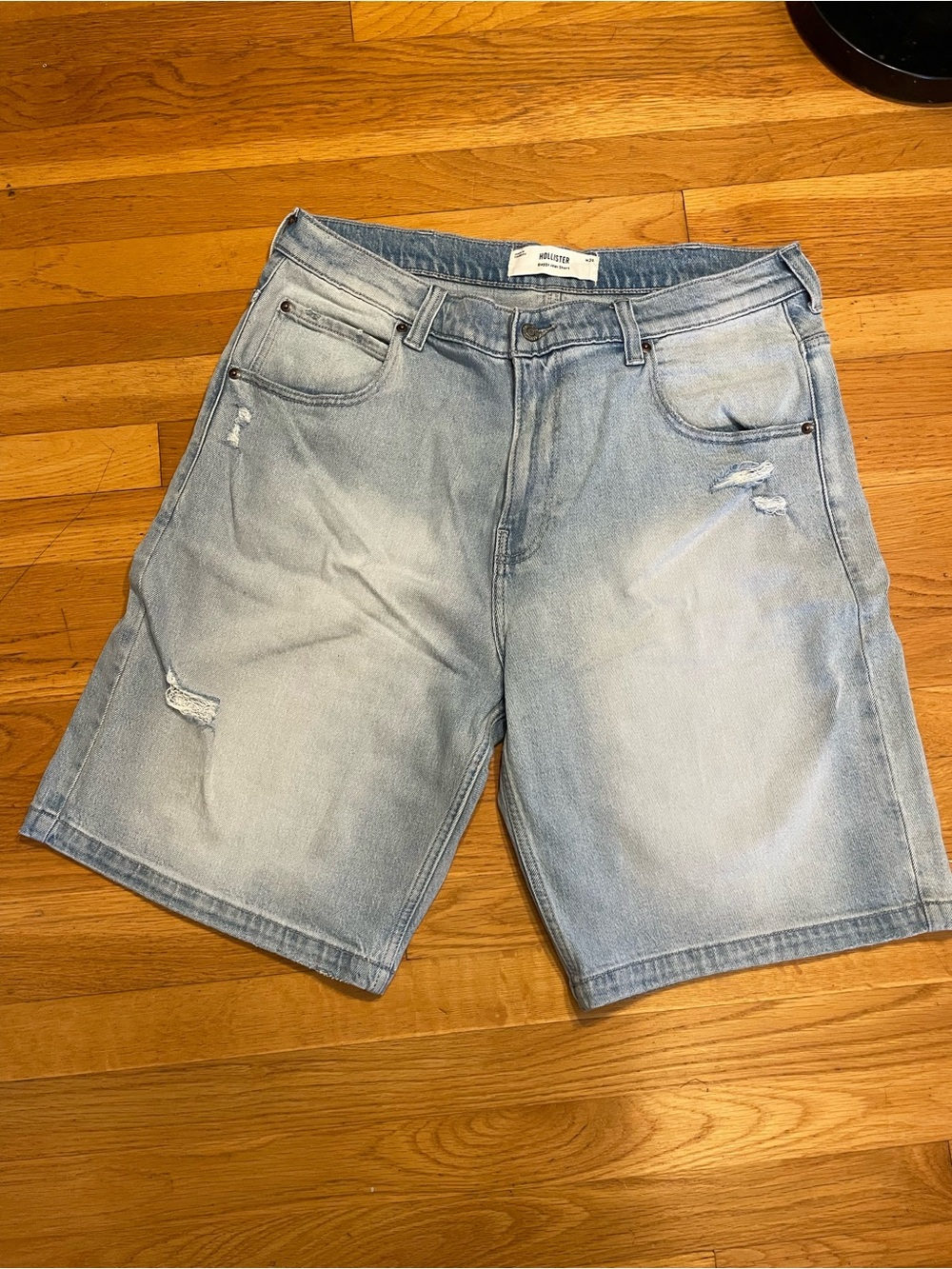 Hollister Light Blue Distressed Denim Shorts